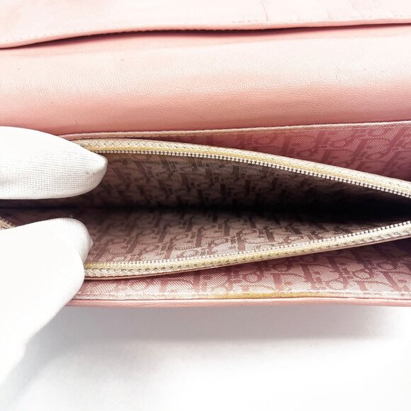 Authentic DIOR Lady Dior Long Flap Wallet Pink Trotter Cannage Lambskin Leather - Picture 11 of 13